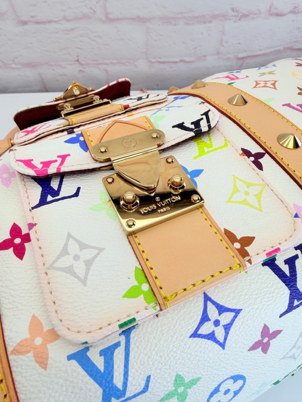 Louis Vuitton Multicolor Murakami Monogram White Canvas Keepall 2003 45 - Picture 11 of 16